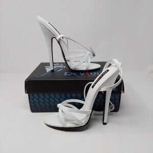 Devious Domina 108 Womens 7 White Patent 6" Stiletto Heels Sandals DOM108/W